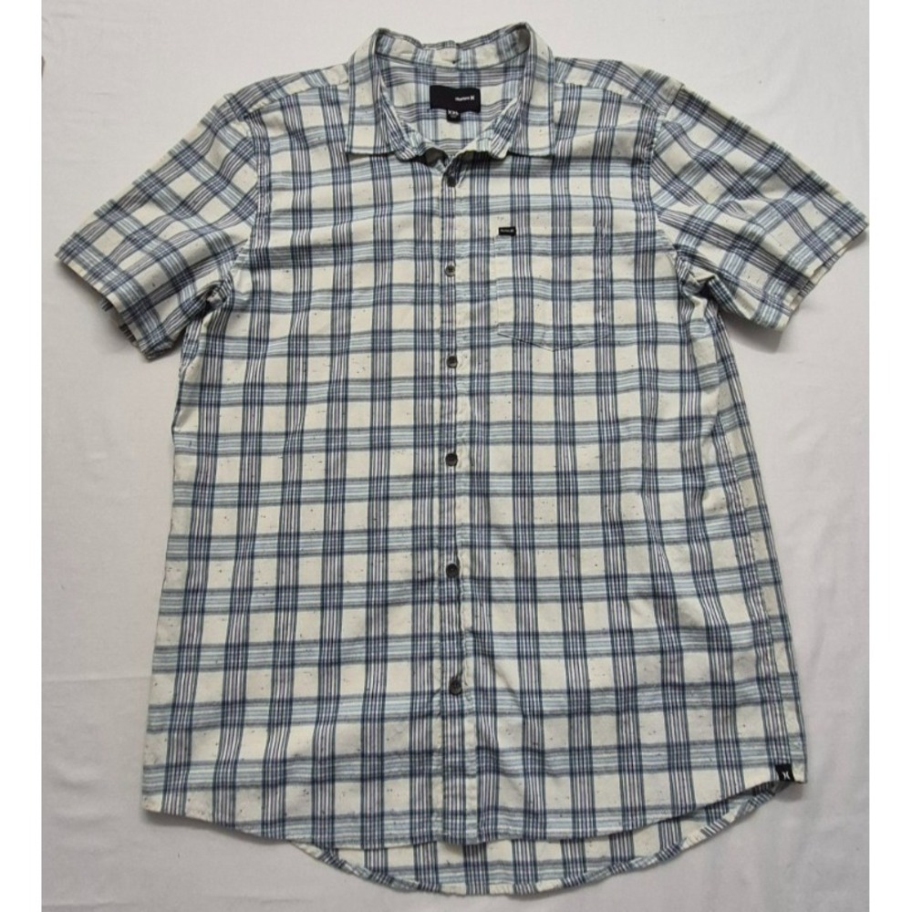 Hurley men's plaid shirt XXL button up short sleeves pocket Cotton classic work